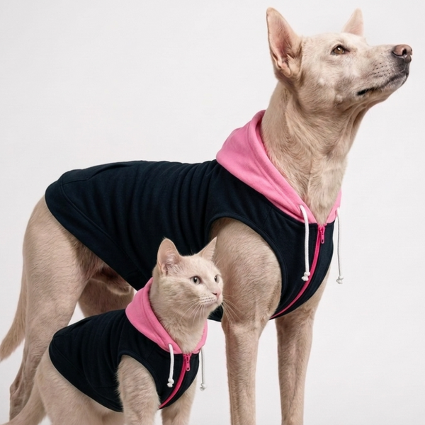 Skatrs Midnight Pop In-Style Hoodie For Dogs and Cats (Black & Neon Pink)