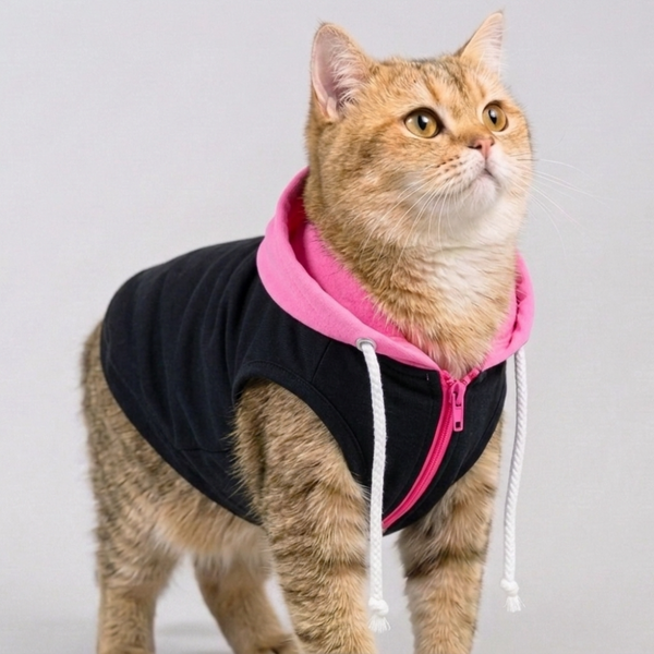 Skatrs Midnight Pop In-Style Hoodie For Dogs and Cats (Black & Neon Pink)