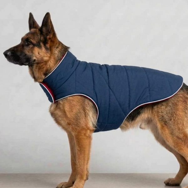 Skatrs Puffer Reversible Jacket for Dogs and Cats (Blue/Red)