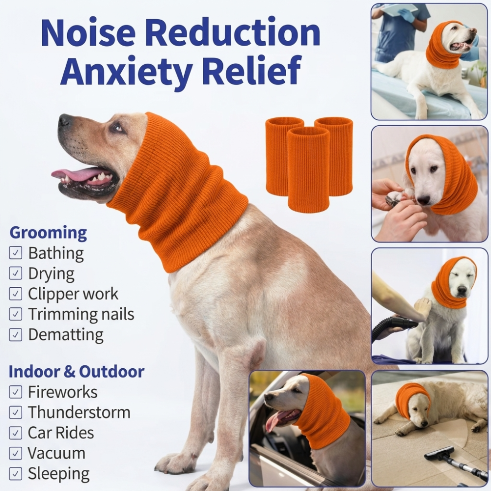 Skatrs Snug Cold & Sound Protection Ear Muffs for Dogs & Cats (Orange) Both-Clothing & Accessories Skatrs