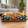 Skatrs Pastel Heart Soft Bolster Bed for Dogs & Cats Both-Bedding, Mats & Travel Supplies Skatrs