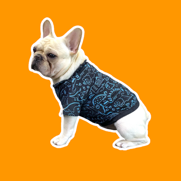 Talking Dog Club Doggy Warmer Dino Sweatshirt for Dogs (Charcoal)