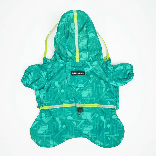 Pets Way TPU Raincoat with Cap for Dogs (Haze Teal)