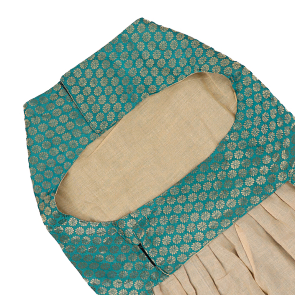 Skatrs Brocade Gold Printed Dress for Dogs and Cats (Teal) Both-Clothing & Accessories Skatrs