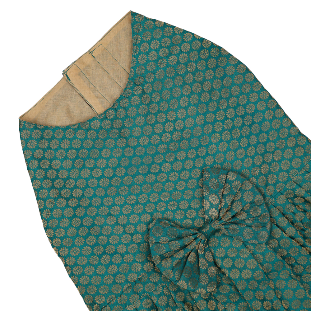 Skatrs Brocade Gold Printed Dress for Dogs and Cats (Teal) Both-Clothing & Accessories Skatrs