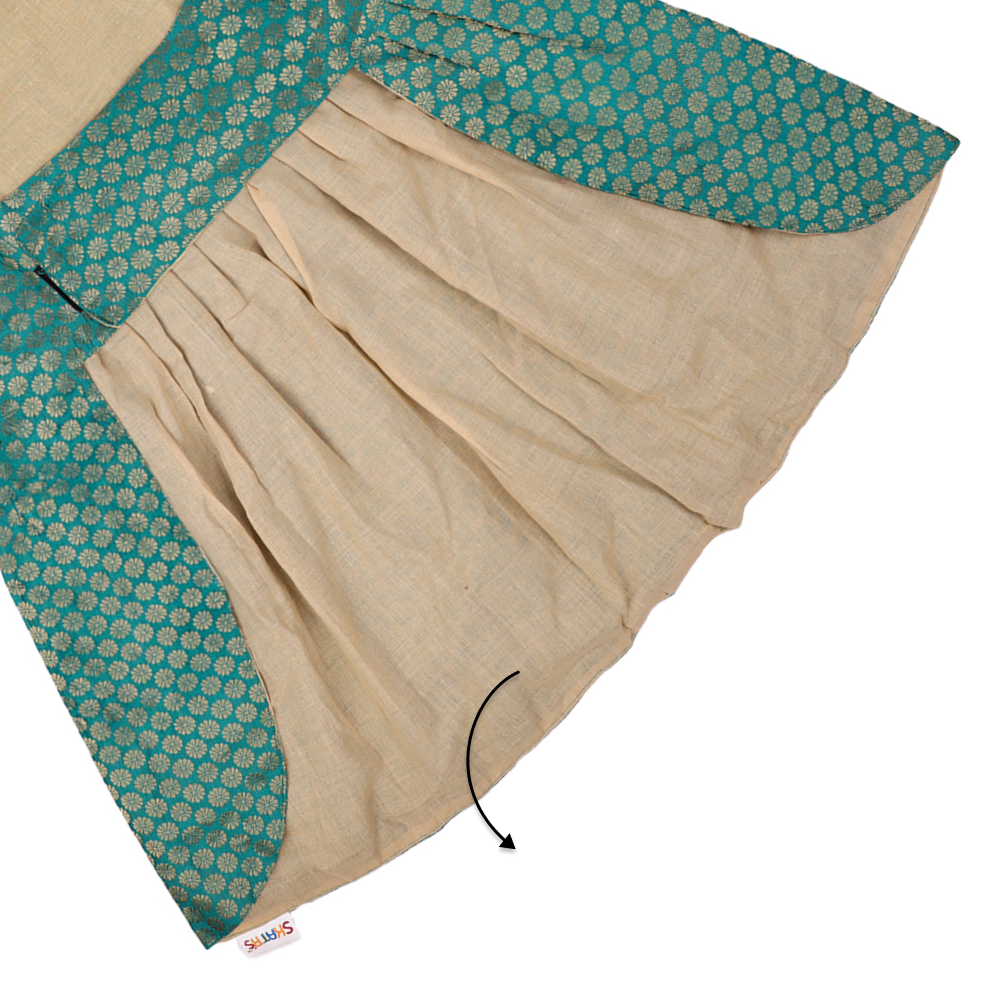 Skatrs Brocade Gold Printed Dress for Dogs and Cats (Teal) Both-Clothing & Accessories Skatrs