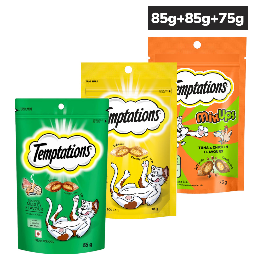 Temptations Seafood, Chicken, Mixups, Tuna Combo Treats Cat Cats-Treats & Others Temptations 2x85g+75g