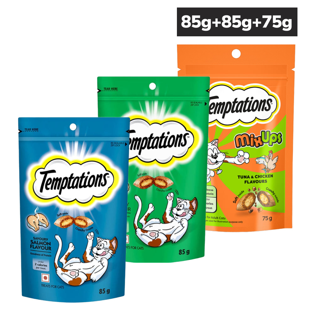 Temptations Salmon, Seafood, Mixups, Tuna, Chicken Combo Treats Cat Cats-Treats & Others Temptations 2x85g+75g