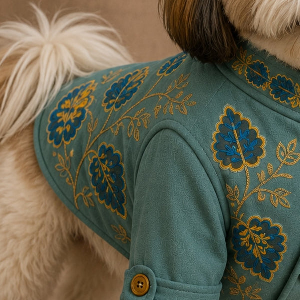 15 Furries Badhai Ho Bundi Kurta Set for Dogs (Turquoise)