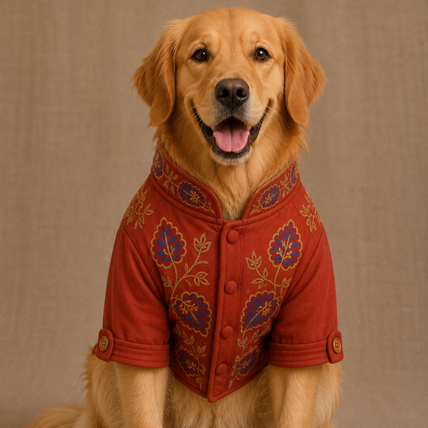 15 Furries Badhai Ho Bundi Kurta Set for Dogs (Red)