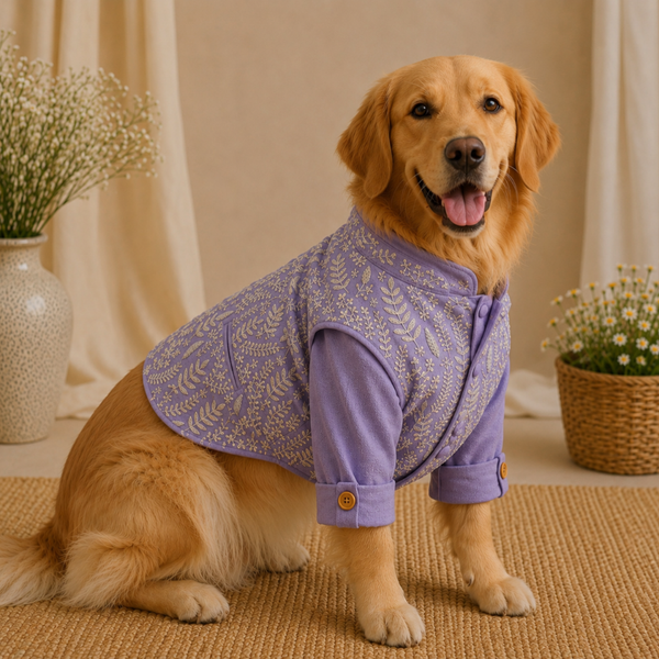 15 Furries Badhai Ho Bundi Kurta Set for Dogs (Lavender)