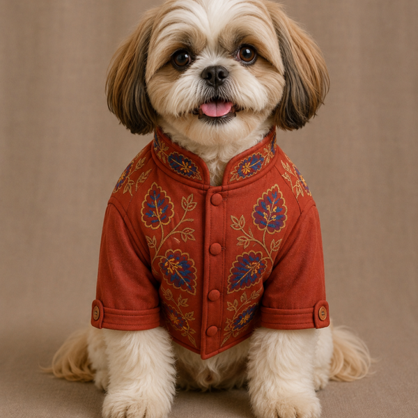 15 Furries Badhai Ho Bundi Kurta Set for Dogs (Red)