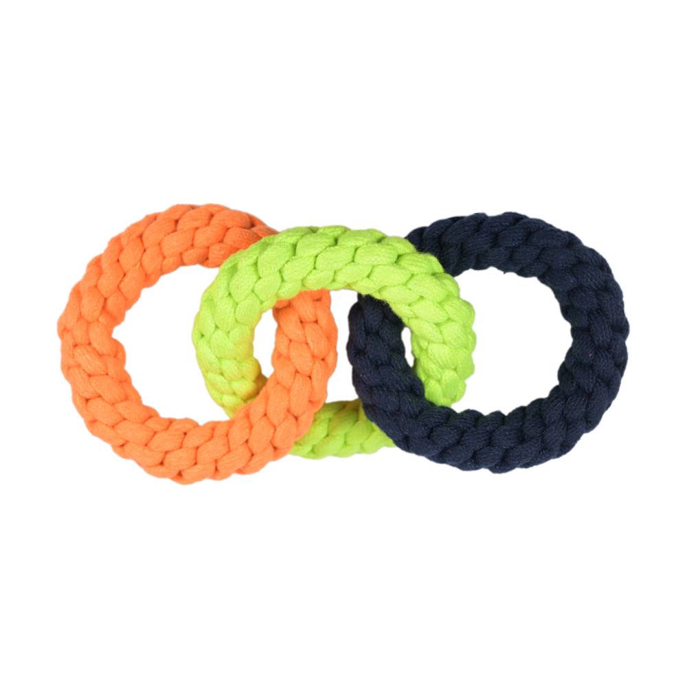 SKATRS Triple Ring Rope Chew Toy for Dogs and Cats