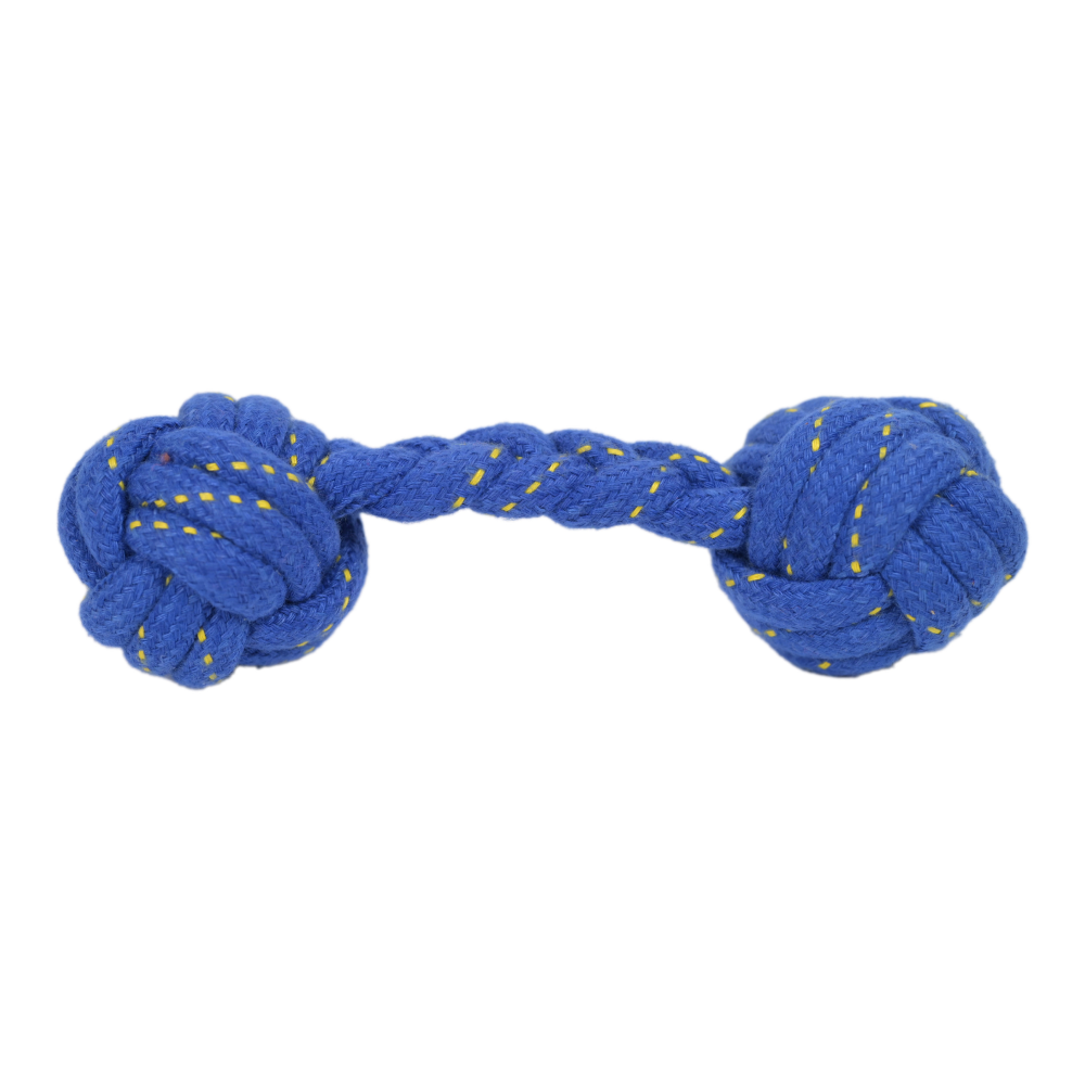 SKATRS Dumbbell Shaped Rope Chew Toy for Dogs and Cats