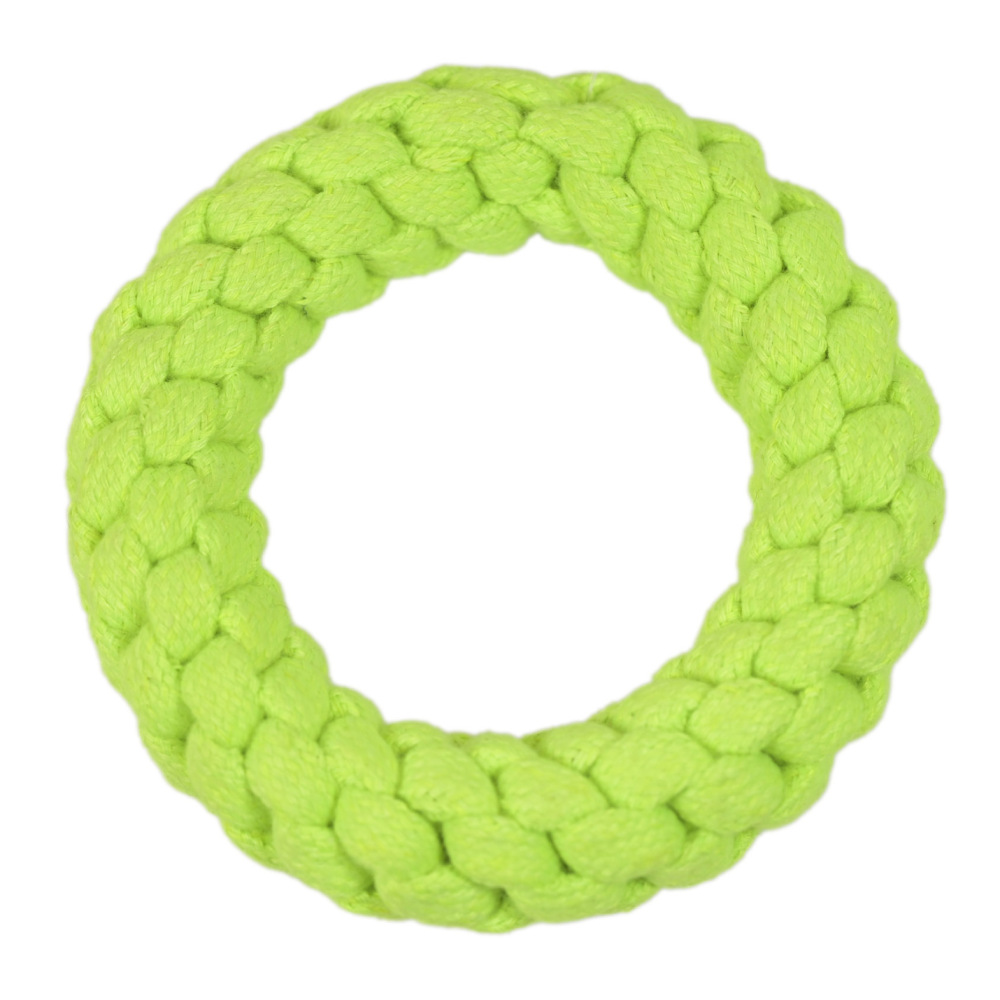 SKATRS Ring Shaped Rope Chew Toy for Dogs and Cats (Neon Green)