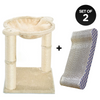 Skatrs Paw Lounge Cat Scratcher with Premium Catnip and Claw Tower Cat Tree with Hammock and Dual Scratching Post Toy Combo Cats-Toys Skatrs Set of 2