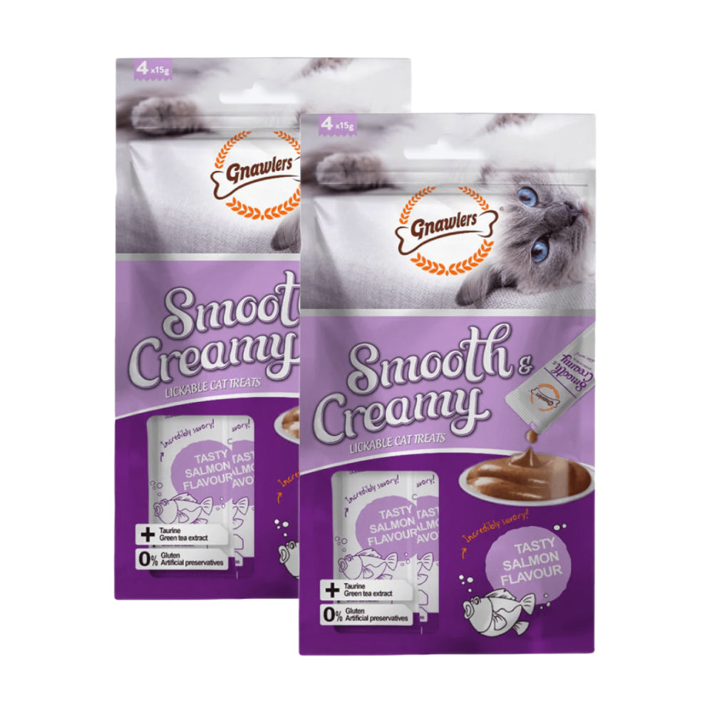 Gnawlers Salmon Flavour Creamy Cat Treats Cats-Treats & Others Gnawlers 2x60g(4pcs)