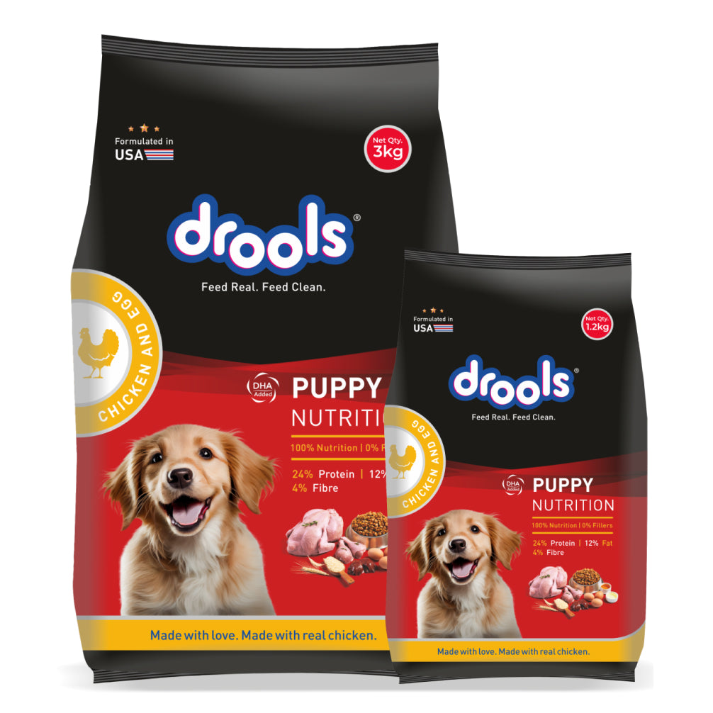 Drools Chicken and Egg Puppy Dog Dry Food Dogs- Dry Food Drools 3kg+1.2kg