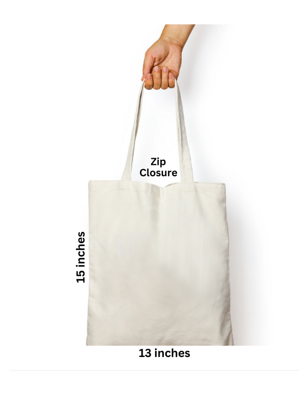EverythingBoho Catitude Zipped Tote Bag (White)