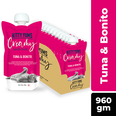 Kitty Yums Lickable Tuna & Bonito Creamy Cat Treat Cats-Treats & Others Kitty Yums 12x80g