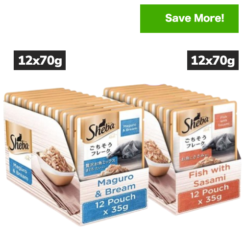 Sheba Maguro & Bream Fish Mix and Fish with Sasami Premium Cat Wet Food Combo Cats-Wet Food Sheba 24x35g