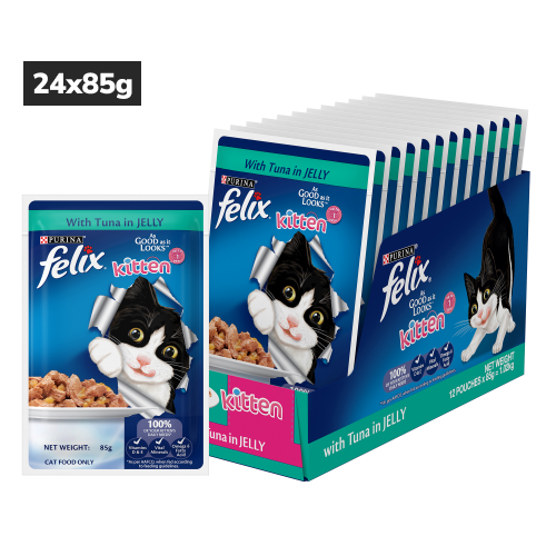 Purina Felix Tuna with Jelly Complete and Balanced Kitten Wet Food Cats-Wet Food Felix 24x85g