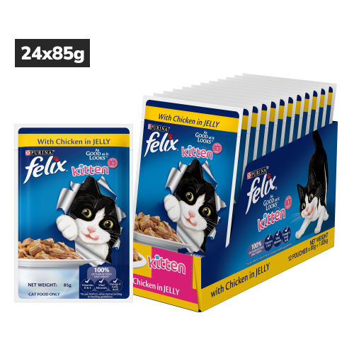 Purina Felix Chicken with Jelly Complete and Balanced Kitten Cat Wet Food Cats-Wet Food Felix 24x85g