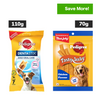 Pedigree Dentastix Oral Care for Adult (Small Breed of 5 to 10 kg) and Pedigree Chicken & Liver Flavour Tasty Jerky Dog Treats Combo