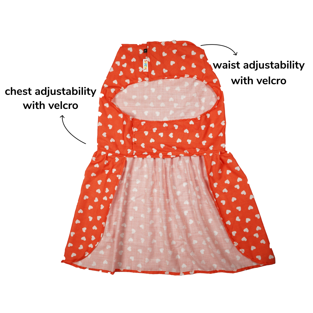 Skatrs All Hearts Printed Dress for Dogs and Cats (Red) Both-Clothing & Accessories Skatrs