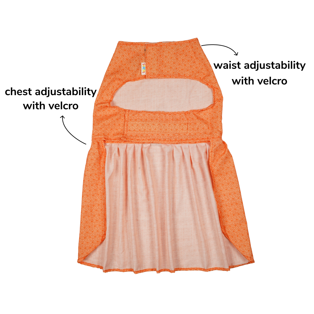 Skatrs Marigold Mandala Printed Dress for Dogs and Cats (Orange) Both-Clothing & Accessories Skatrs