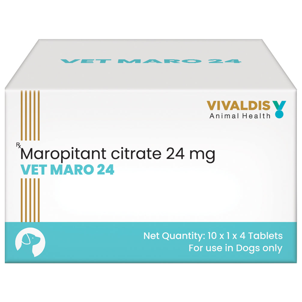 Vivaldis Vet Maro 24mg Tablets (Maropitant Citrate) for Dogs (pack of 4 Tablets) Both-Pharmacy Vivaldis Pharmacy 1 strip (4 tablets)