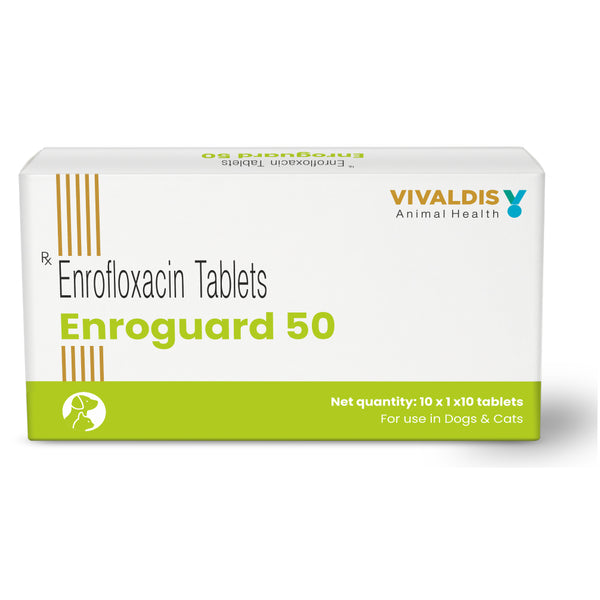 Vivaldis Enroguard 50mg (Enrofloxacin) Tablets for Dogs and Cats