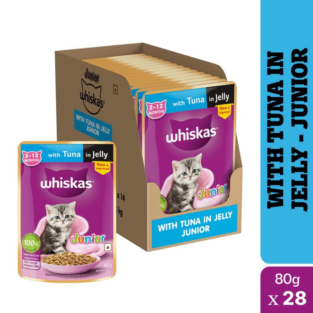 Whiskas Tuna in Jelly Kitten Cat Wet Food (80g) Cats-Wet Food Whiskas 28x80g
