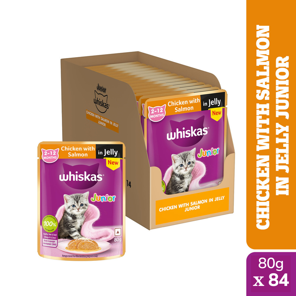 Whiskas Chicken with Salmon in Jelly Kitten (2-12 Months) Cat Wet Food Cats-Wet Food Whiskas 84x80g