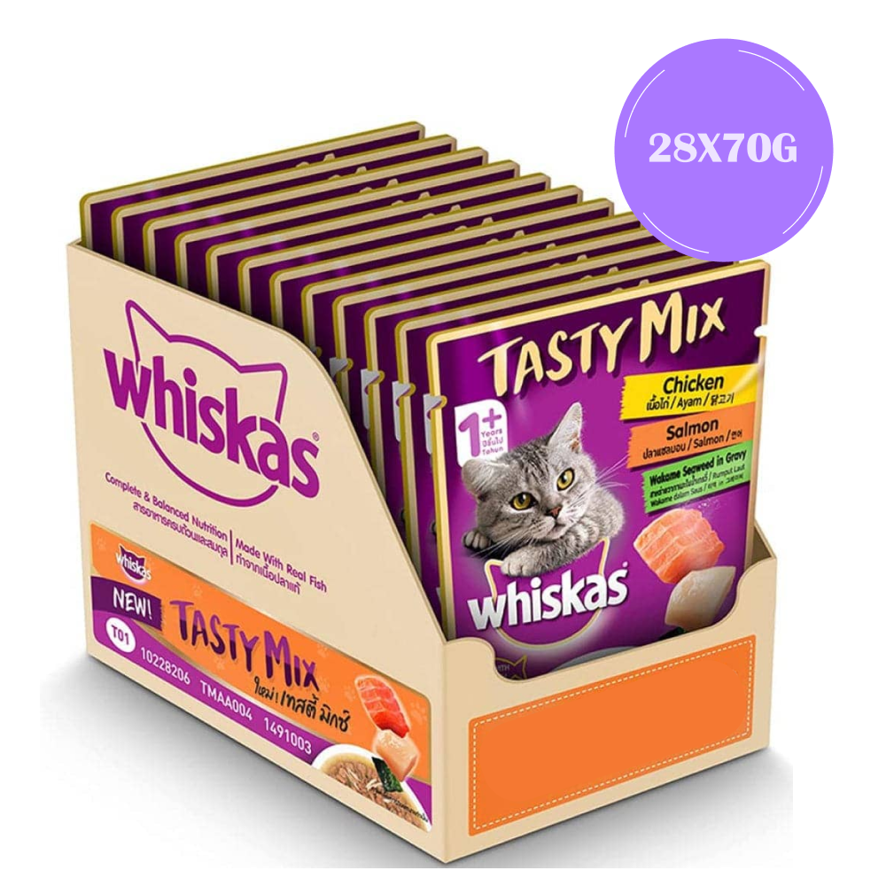 Whiskas Chicken With Salmon Wakame Seaweed in Gravy Tasty Mix Adult Cat Wet Food