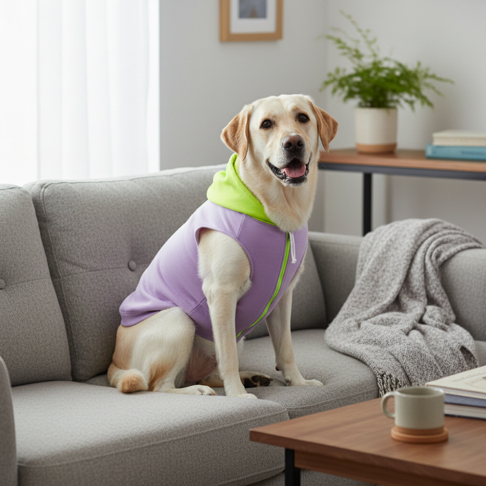 Skatrs Lilac Pop In-Style Hoodie For Dogs and Cats(Lilac & Neon Green) Both-Clothing & Accessories Skatrs