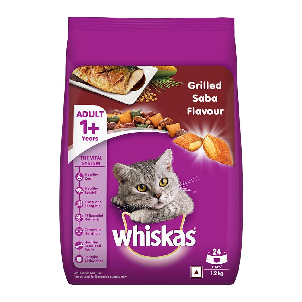 Whiskas Dry Food for Adult Cats (1+ Years) - Grilled Saba Flavour