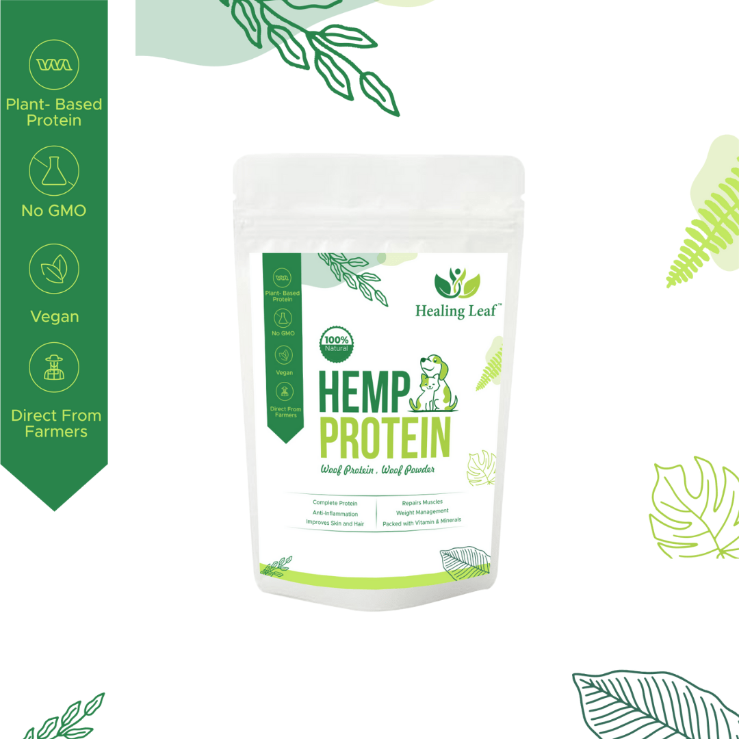 Healing Leaf Hemp Protein Powder and Bark Out Loud Immunity Multi Vitamin Chew Stix for Dogs and Cats Combo