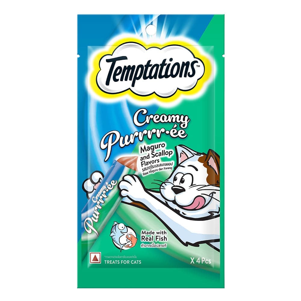 Temptations Creamy Purrrr-ee Maguro & Scallop Cat Treats