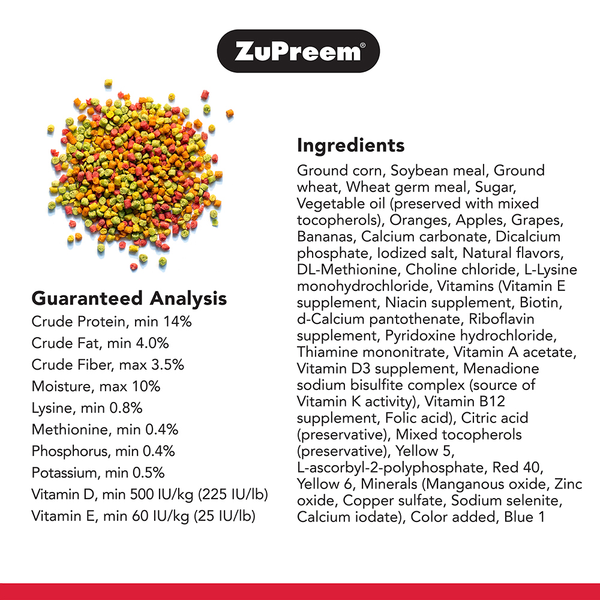ZuPreem FruitBlend Flavor with Natural Flavors Avian Diets Small Bird Food