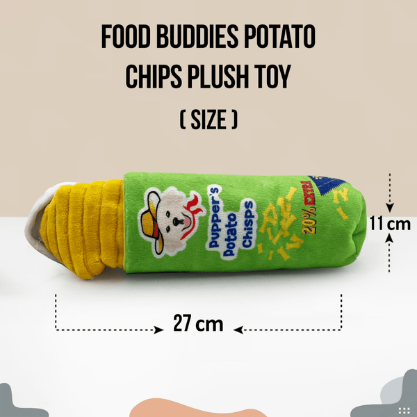 Goofy Tails Food Buddies Pupper Potato Chip Plush Toy for Dogs