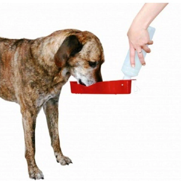 Trixie Travel Bottle with Bowl for Dogs and Cats (Red)