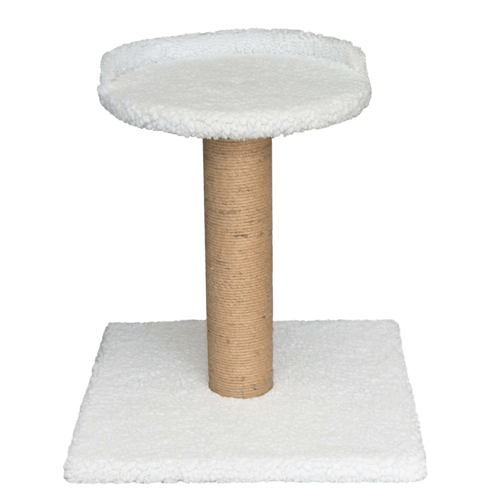 Hiputee Soft Fur Scratching Post with Sisal Rope Tree for Kittens & Cats (White)