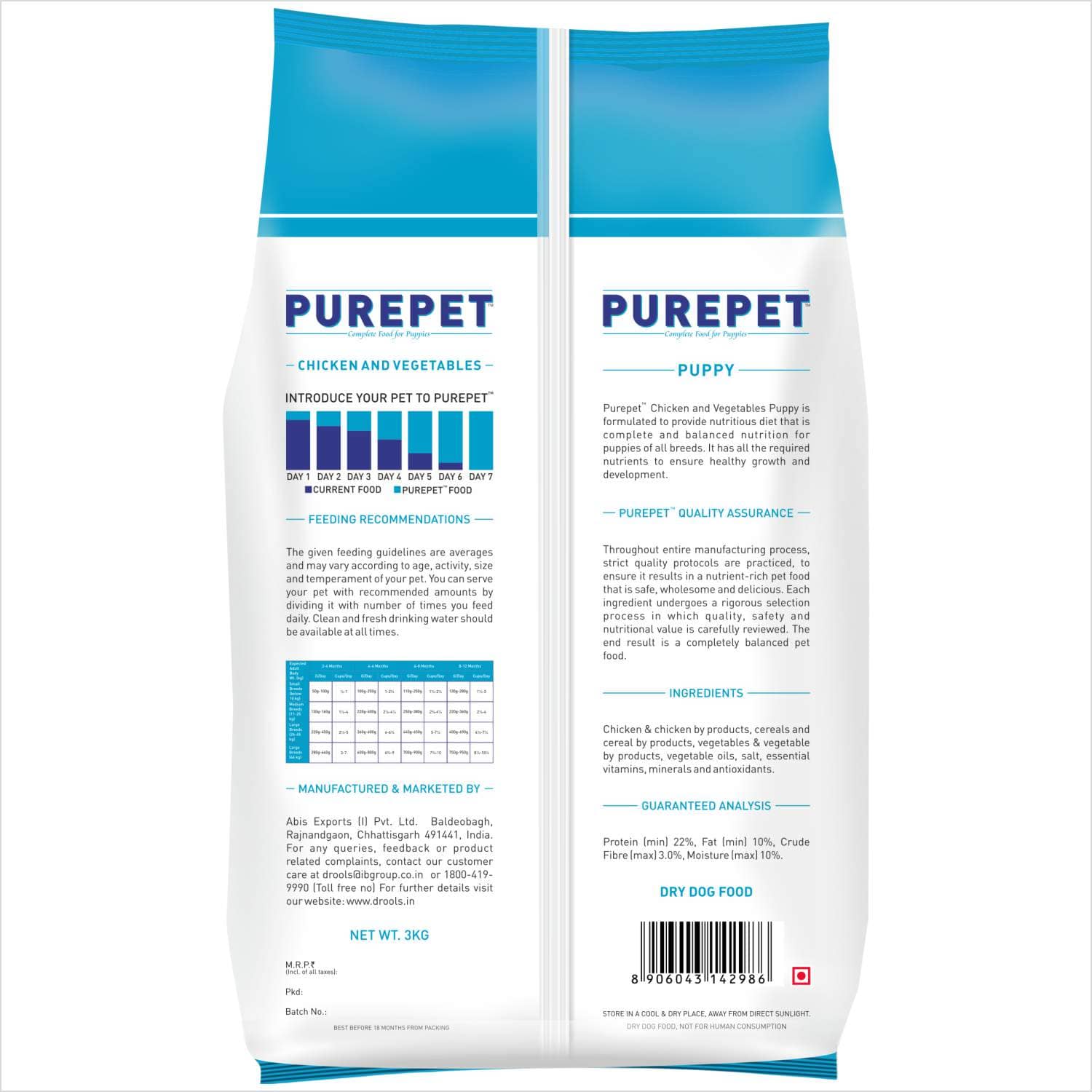 Purepet Chicken & Vegetable Puppy Dog Dry Food Dogs- Dry Food Purepet