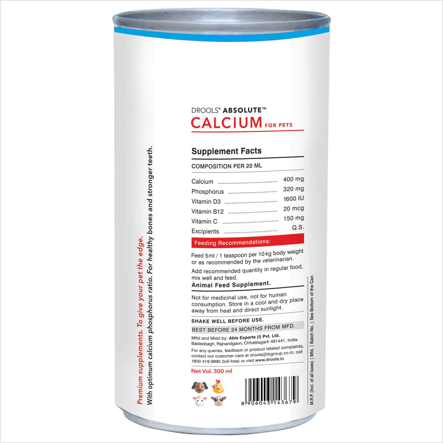 Drools Absolute Calcium Oil Syrup Supplement for Dogs and Cats
