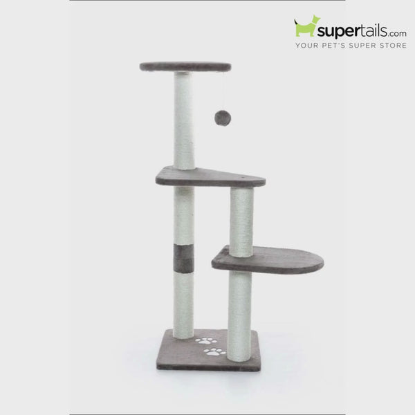 Trixie Altea Scratching Wave on Post with Paw Print for Cats (White/Grey)