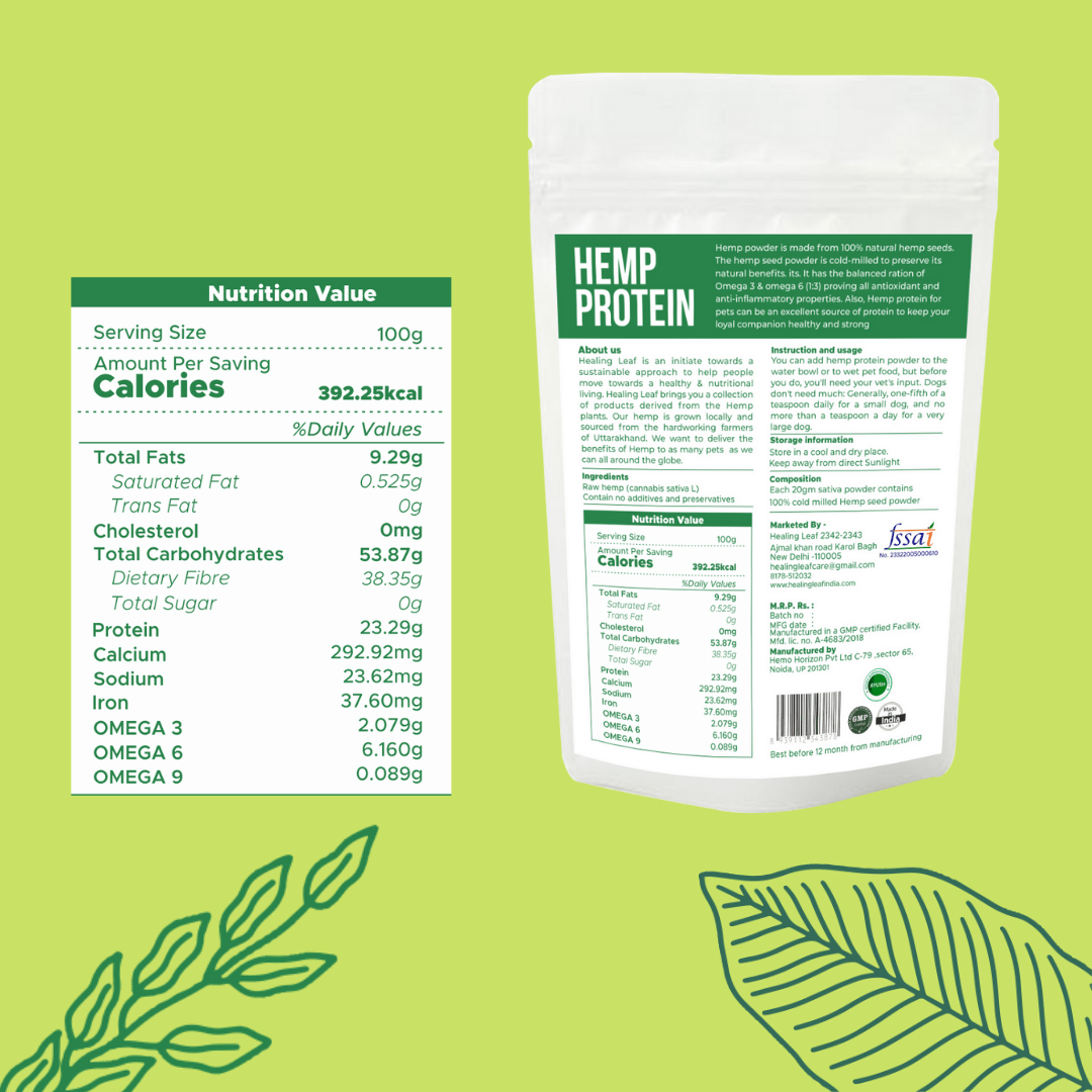 Healing Leaf Hemp Protein Powder for Pets and Drools Absolute Calcium Dog Supplement Tablets for Combo