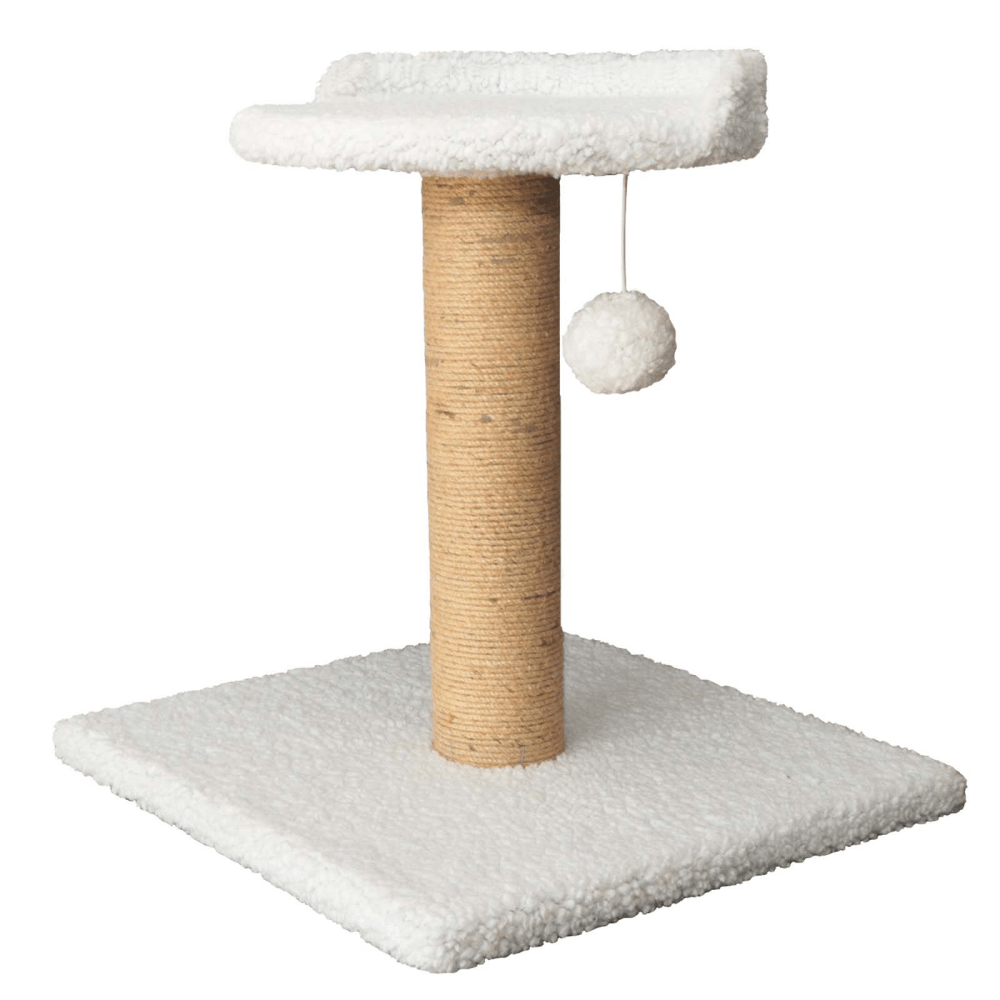 Hiputee Soft Fur Scratching Post with Sisal Rope Tree for Kittens & Cats (White)