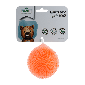 Basil Squeaky Rubber Ball Toy for Dogs (Orange) | For Medium Chewers (Orange)