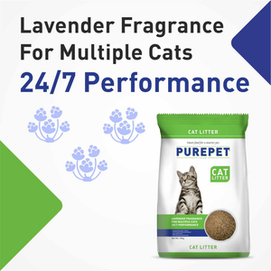 Purepet Lavender Scented Clumping Cat Litter and Petcrux Scoopable Montonite Jasmine Scented Cat Litter in Reusable Jute Bag (5kg + 5kg)